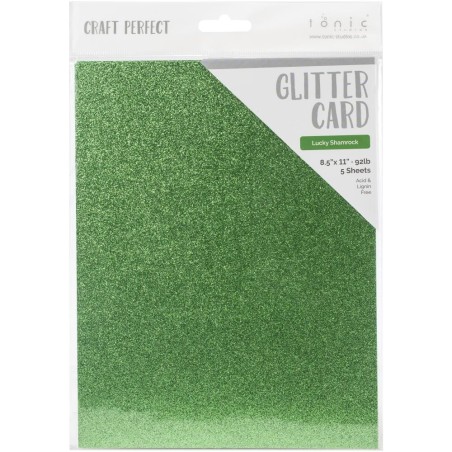 Craft Perfect Glitter Cardstock - Lucky Shamrock