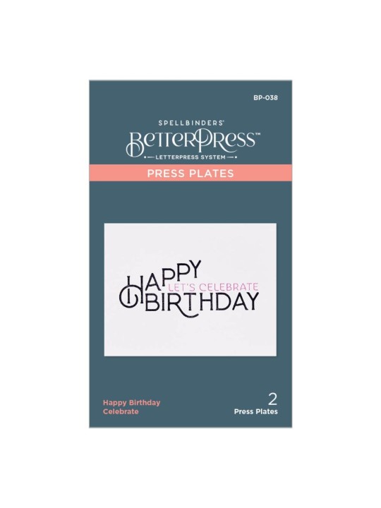 Letterpress Plate - Happy Birthday Celebrate